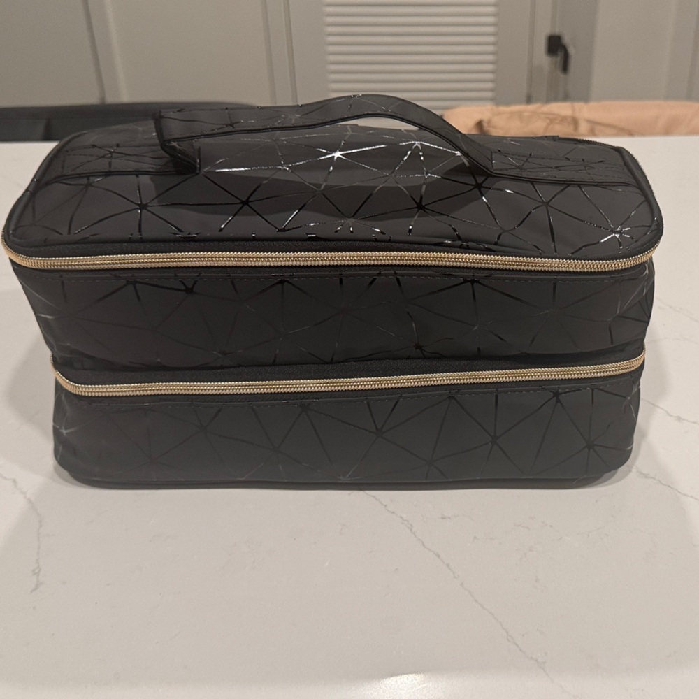 Stylish Black Geometric travel Bag for hair tools